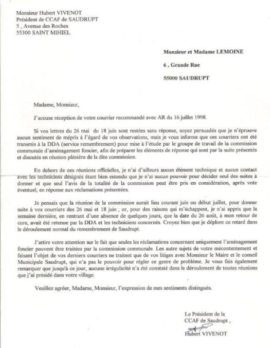 r-ponse Vivenot 22 07 1998 -date poste enveloppe-