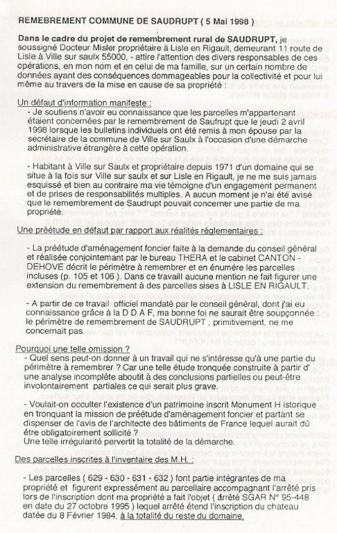 réclamation Dr Misler -1-