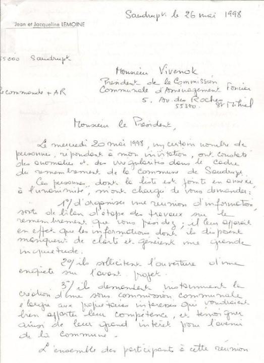 lettre 26 05 1998 - Vivenot