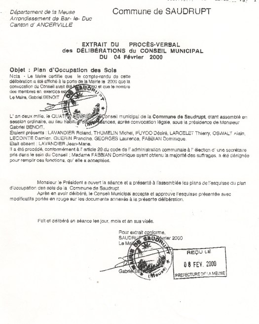 délibération CM     4 fev 2000