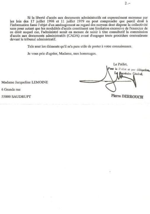 réponse préfet 10 septembre 1998 page2